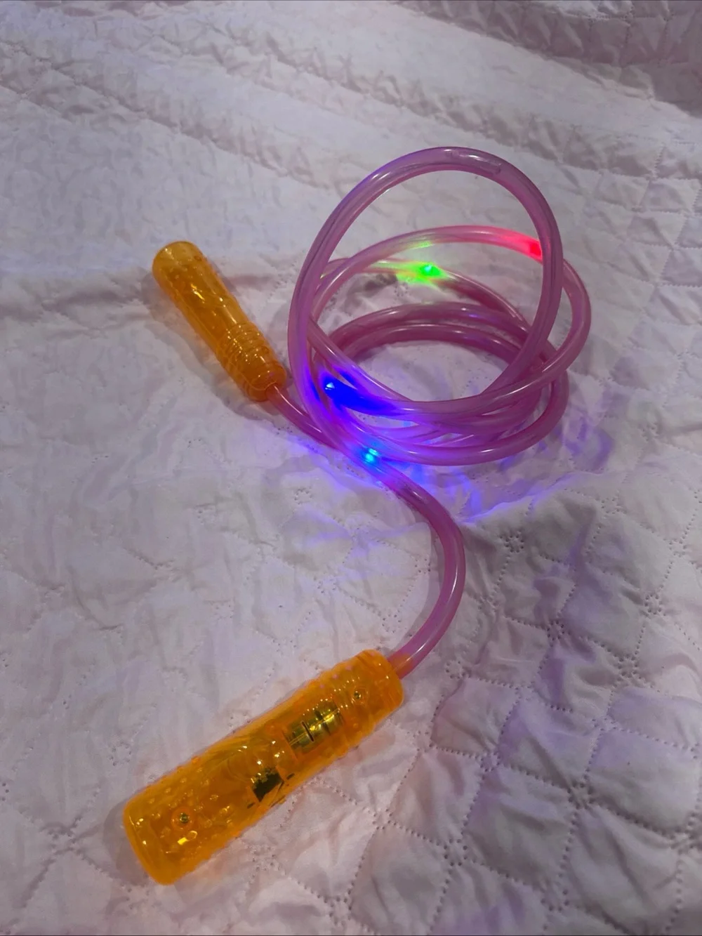 LED Light-Up Pink Jump Rope with Orange Handles